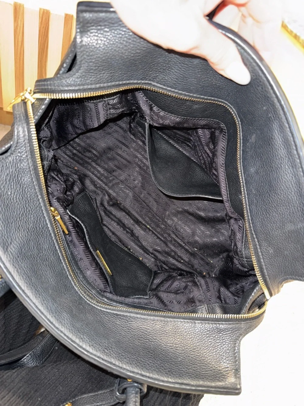Prada Black Vitello Daino tote with Gold-Tone Accents GREAT CONDITION!! - Picture 12 of 13